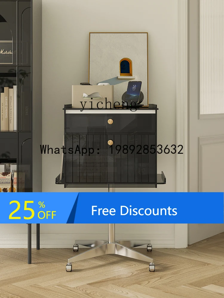 ABC  retro acrylic side cabinet, living room lifting  rotating bedside table, furniture record cabinet