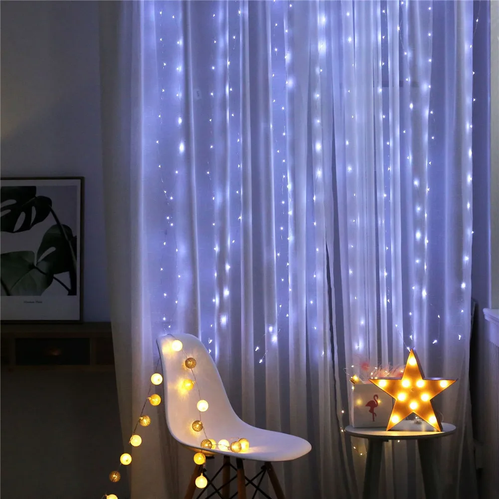 

LED Curtain String Lights USB Powered Remote Fairy Lights Garland for New Year Wedding Party Home Camping Decoration Christmas