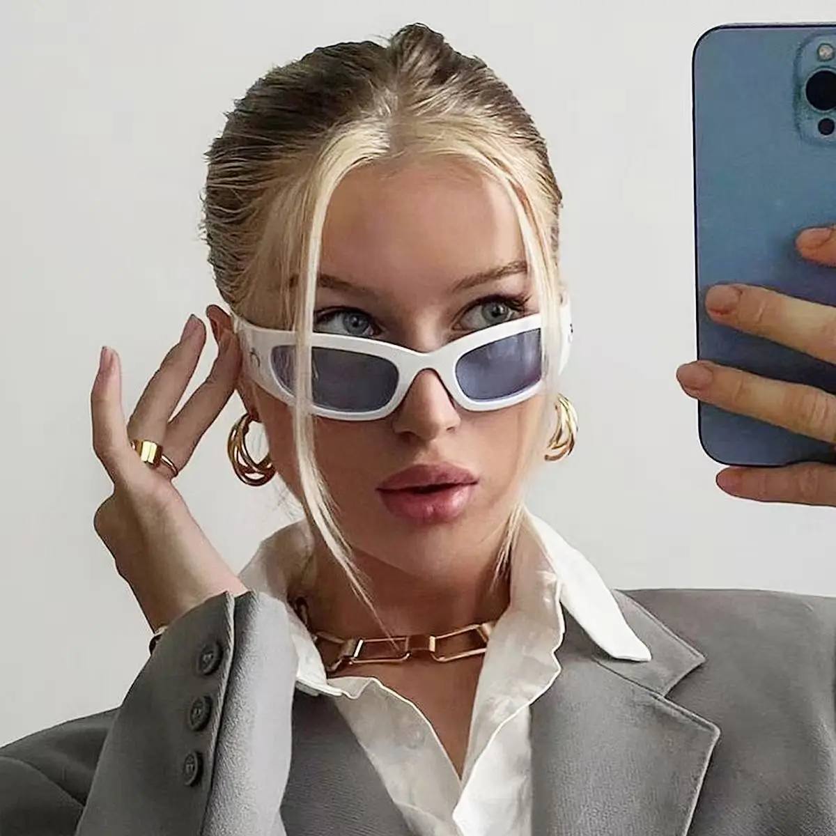 Y2K النظارات الشمسية النساء الرجال المتضخم العصرية التفاف حول النظارات الشمسية فاسق قطعة واحدة نظارات رياضية الشمس الزجاج ظلال نظارات 18095