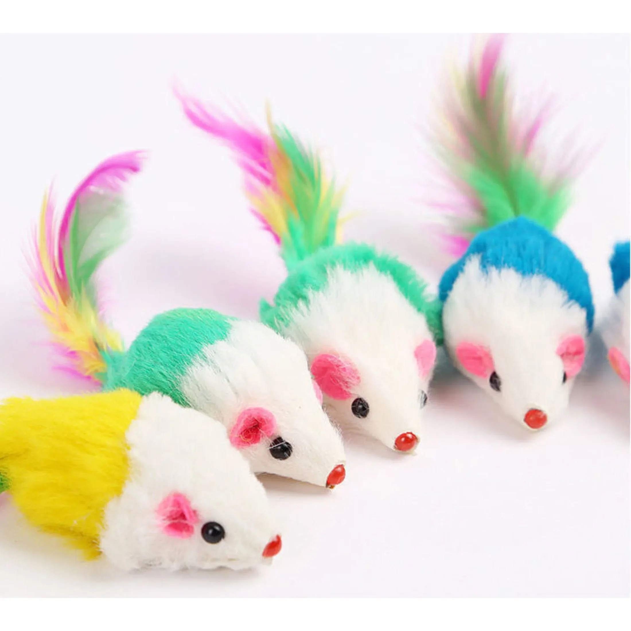 10pc Soft Fleece False Mouse Cat Toys Colorful Feather Funny Playing Toys for Cats Interactive Toys 고양이 장난감 Juguetes Para Gatos