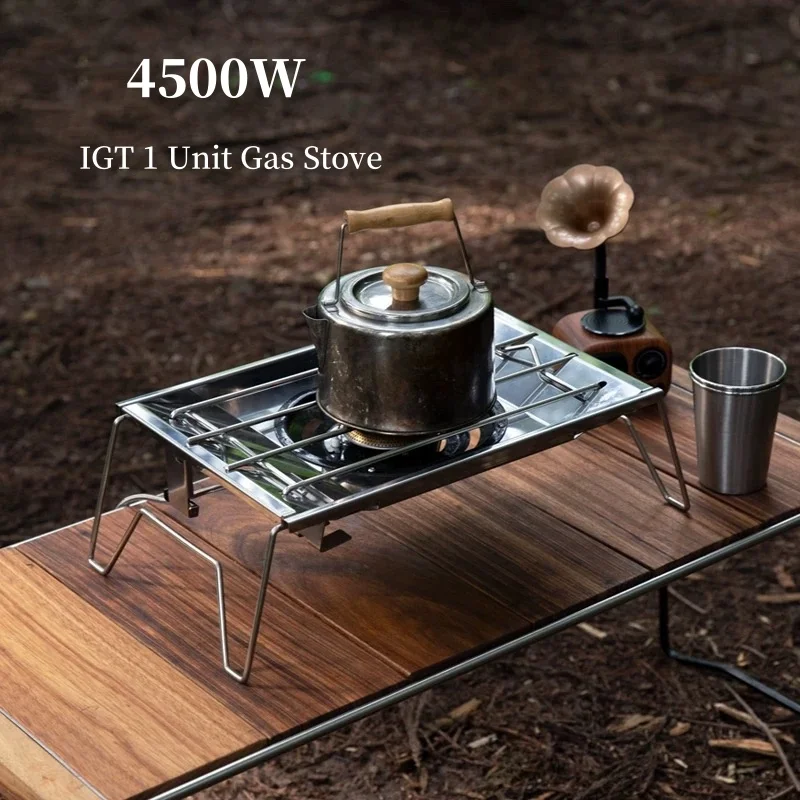 Camping IGT 1 Unit Gas Stove 4500W Gas Burner Portable IGT Folding Brazier Stainless Steel Strong Fire Burner Outdoor Kitchen