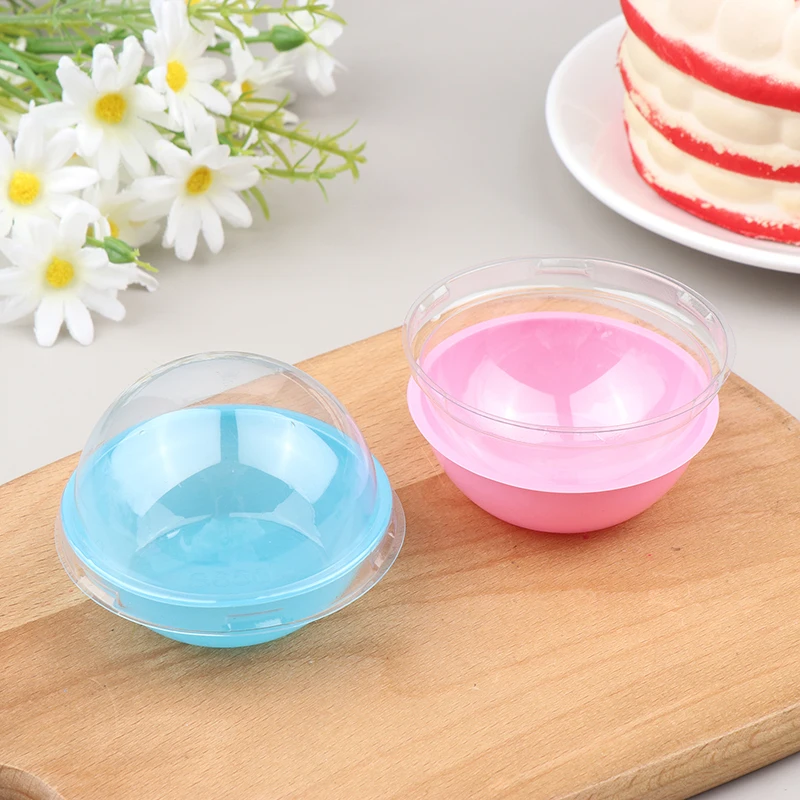 10Pcs Round Plastic Cake Box Packaging Egg-Yolk Puff Mooncake Container Transparent Packing Box With Lid Party Decoration