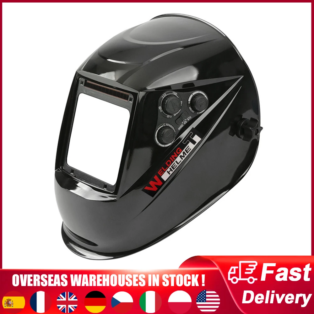 Solar Welding Mask Auto Darkening Large View True Color 130℃ High Temperature Resistant Welding Facemask for Arc Welding Cutting