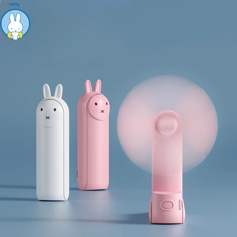Kawaii Miffy Foldable Handheld Fan USB Charging Large Wind Outdoor Camping Quiet Small Minimalist Portable Fan