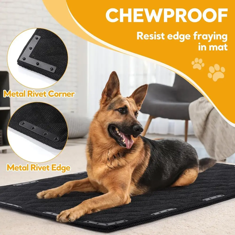 

Chew Proof Dog Bed Mat with 12 Metal Rivets - Indestructible Kennel Pad for Teething Puppies & Aggressive Chewers, Durable Water