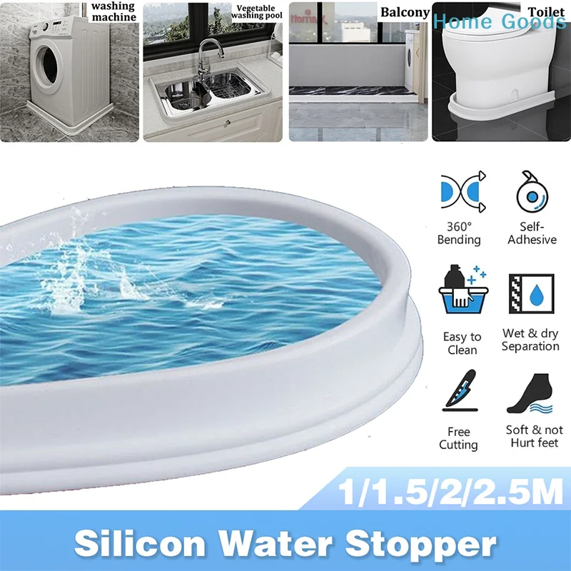 preferredSilicone Water Barrier For Self-adhesive Kitchen Bathroom Water Retaining Strip Bendable Shower Showerproduct
