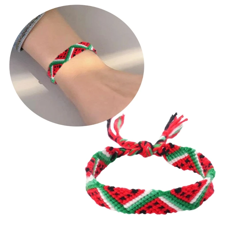 Watermelon Geometric Woven Bracelet Unisex Bracelet Adjustable Cotton Wristband