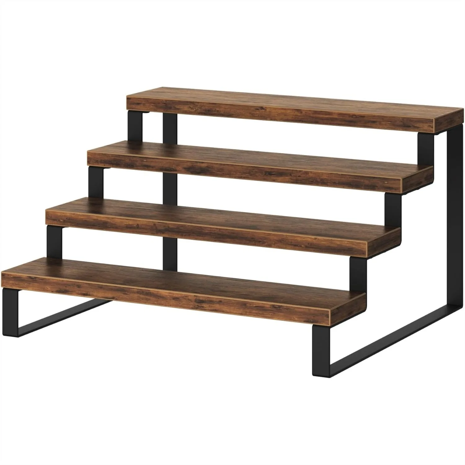 

Wood Display Risers, 4 Tier 13.4IN Perfume Organizer Shelf with Metal Legs, Large Cupcake Stand for Party