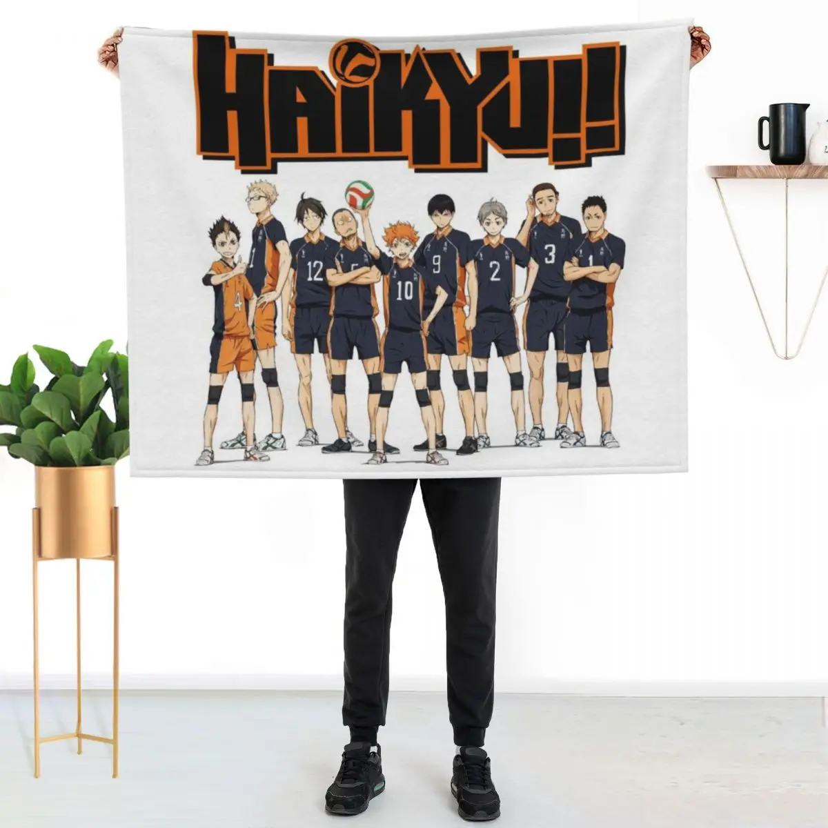 Volleyball Anime Throw Blanket Cozy Napping Blanket Gift for Mom Dad