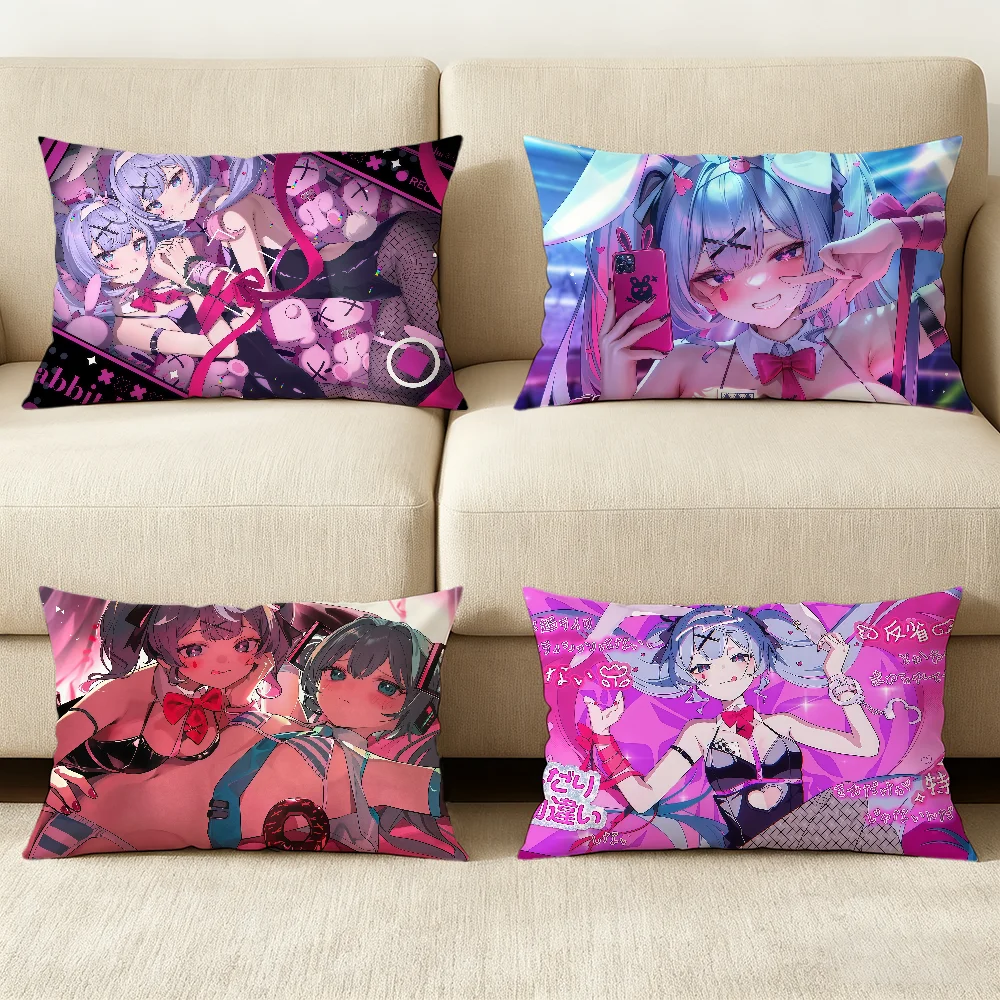 Cute Kawaii Rabbit Hole M-Miku q cushion cover Hit product Sofa living Room Office Rectangle Pillow Home Coffee Shop Bedding