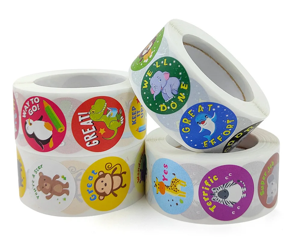 

100-500pcs Children Reward Sticker For Teacher Encouragement Good Job Trophy English Scrapbooking Labels Adhesive