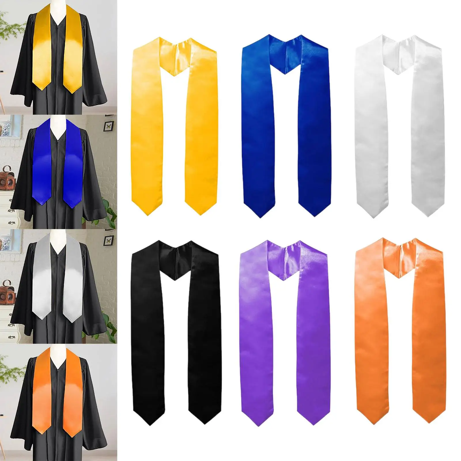 Graduation Stole for Adults Solid Color Shawl Graduation Gown Accessories 72inch