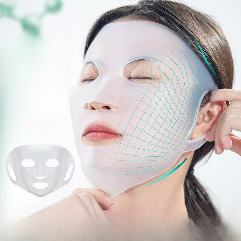 3D Siliconen Masker Cover Herbruikbare Oorhangende Hulpmasker Hydraterende Verstevigende Huidverzorging Enhancement Tool Gezichtsverzorging Tool 1 Vel