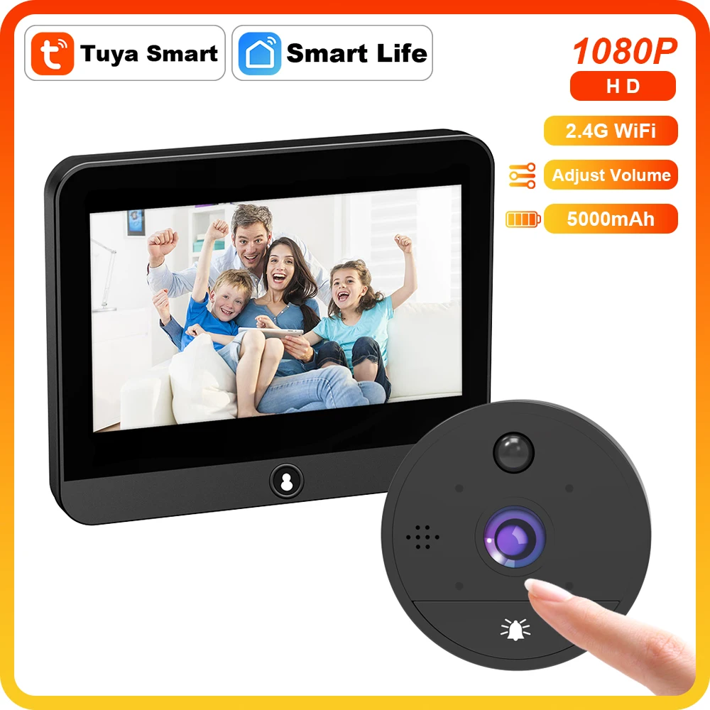 Tuya Door Camera WiFi Eye 2.4 G 2MP Infrared Light Intercom Door Cameras 5000mAh Battery Wireless Video Doorbell Camera