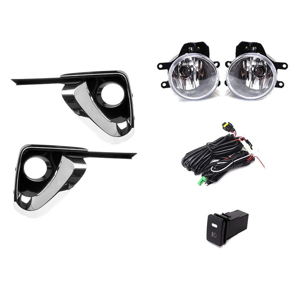 

July King Car Fog Lamp Assembly With Cover Case for Toyota Fortuner 2016-2019, 4300K Halogen Blub + Cover + Harness + Switch