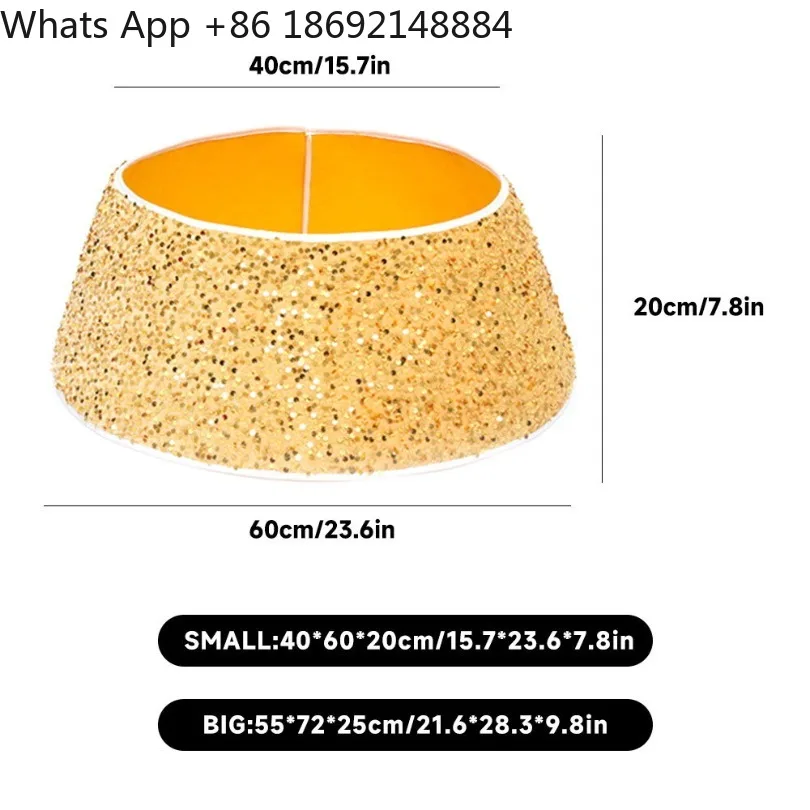 Three-dimensional sequined plush Christmas tree skirt, round base cloth, Christmas ornaments decoration
