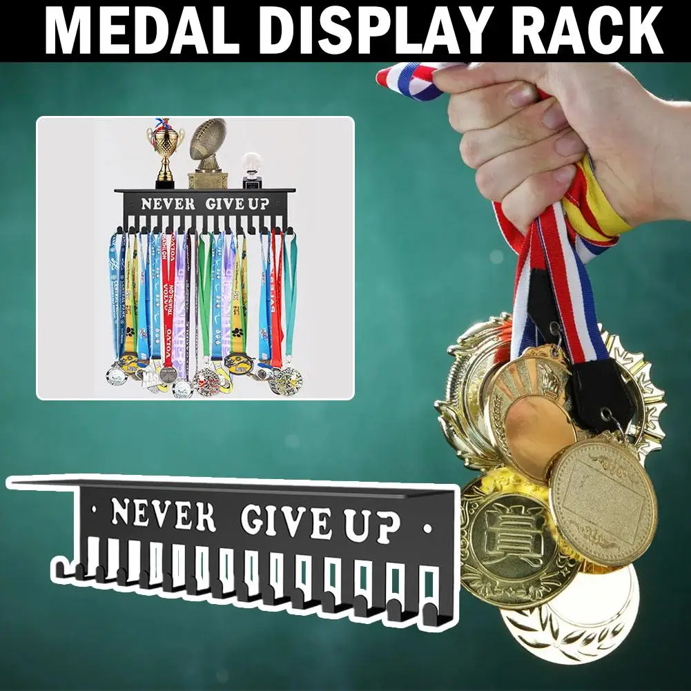 

Wall Mounted Medal Display Rack Hanger Holder Race Metal Large Racks Capacity Karate Soccer Swim Display Gymnastics N0f1