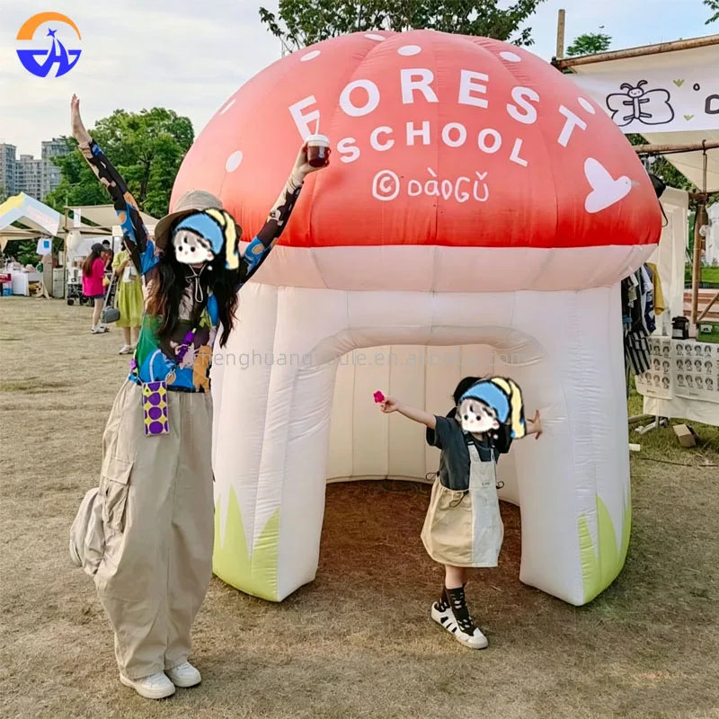 Large Inflatable Mushroom House Ornament Artificial Flower Plant Decoration for Outdoor Camping & Party