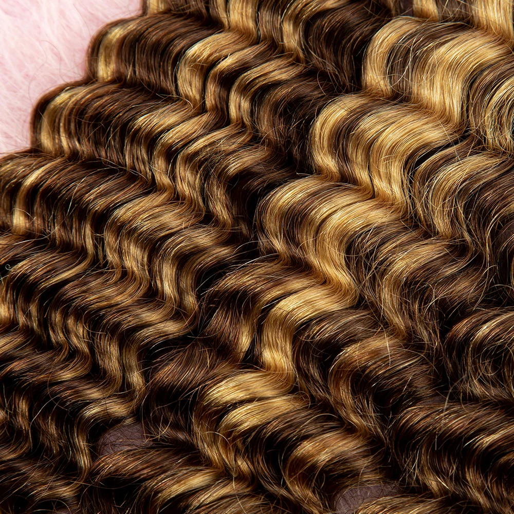 NABI-Destaque Pacotes De Cabelo Para Mulheres, Extensão De Cabelo De Onda Profunda, Sem Extensão De Cabelo De Trama, Tecelagem, Massa, 4, 27