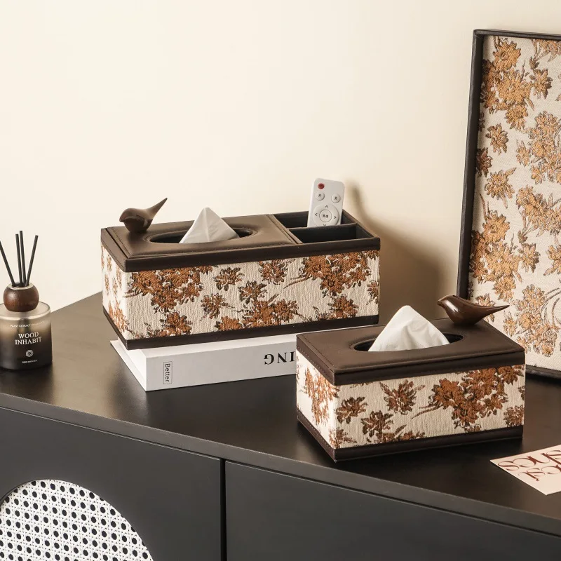 Nordic Leather Bird Tissue Box Ornaments Living Room Bathroom Paper Towel Multi-function Remote Control Storage Box Decoration
