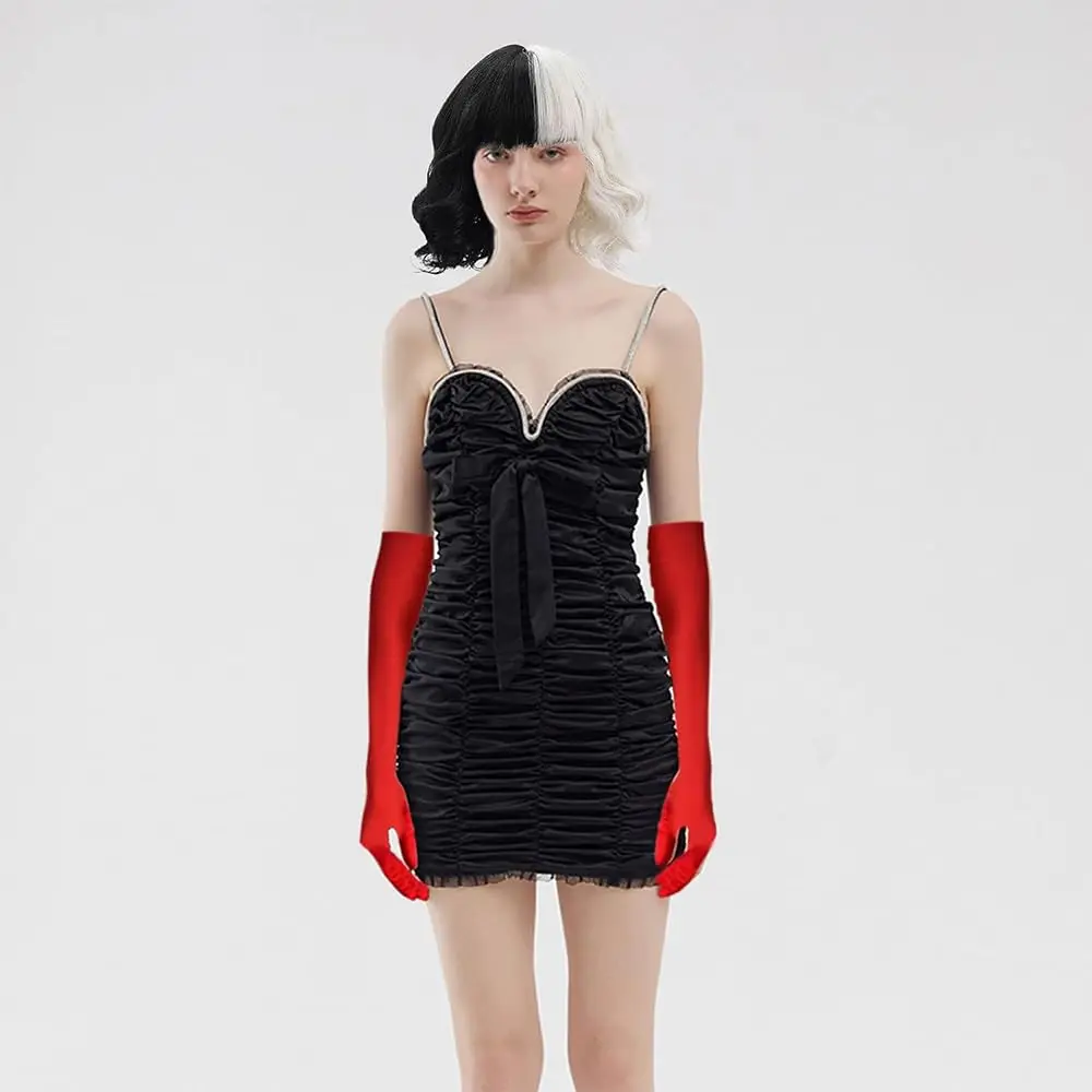 أبيض وأسود ثنائي اللون شعر مستعار ساحرة قصيرة مجعد موجات مع الانفجارات المستقيمة بوب نمط مقاومة للحرارة الألياف الاصطناعية شعر مستعار للحفلات