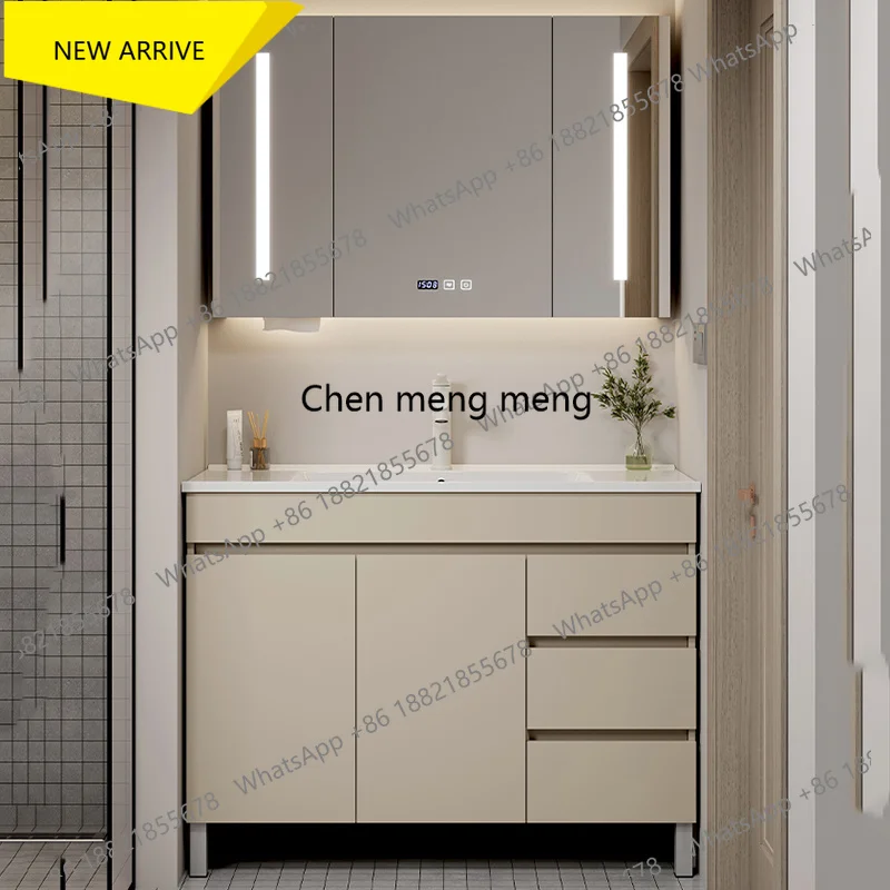 

G153 Waterproof Wooden Bathroom Cabinet Floor Standing Vanity Storage Bathroom Cabinet Mirror Small Mobile Per Bagno Home Furnit