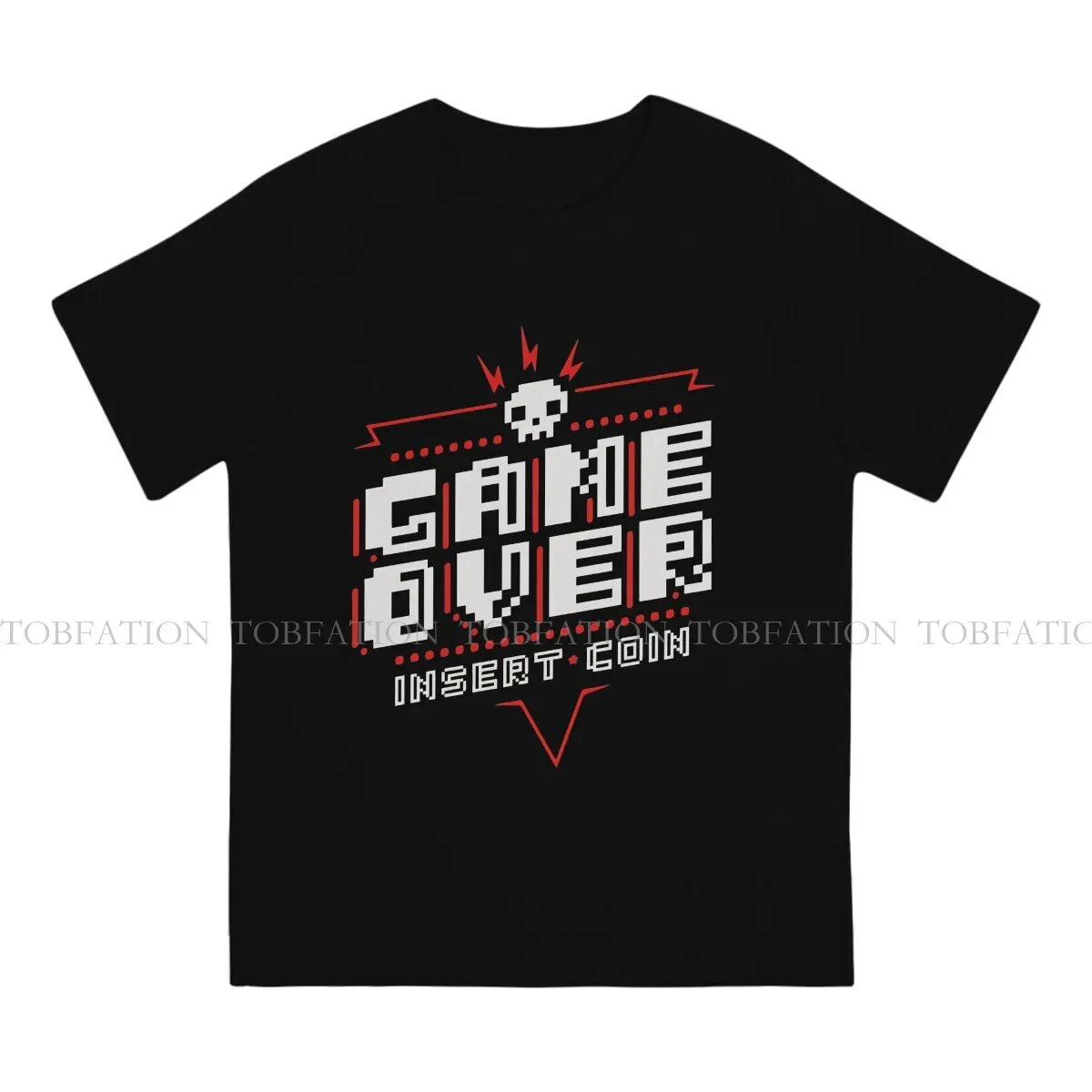 Game Over Pure Cotton TShirt Insert Coin Classic T Shirt Oversized Men Clothes New Design Trendy