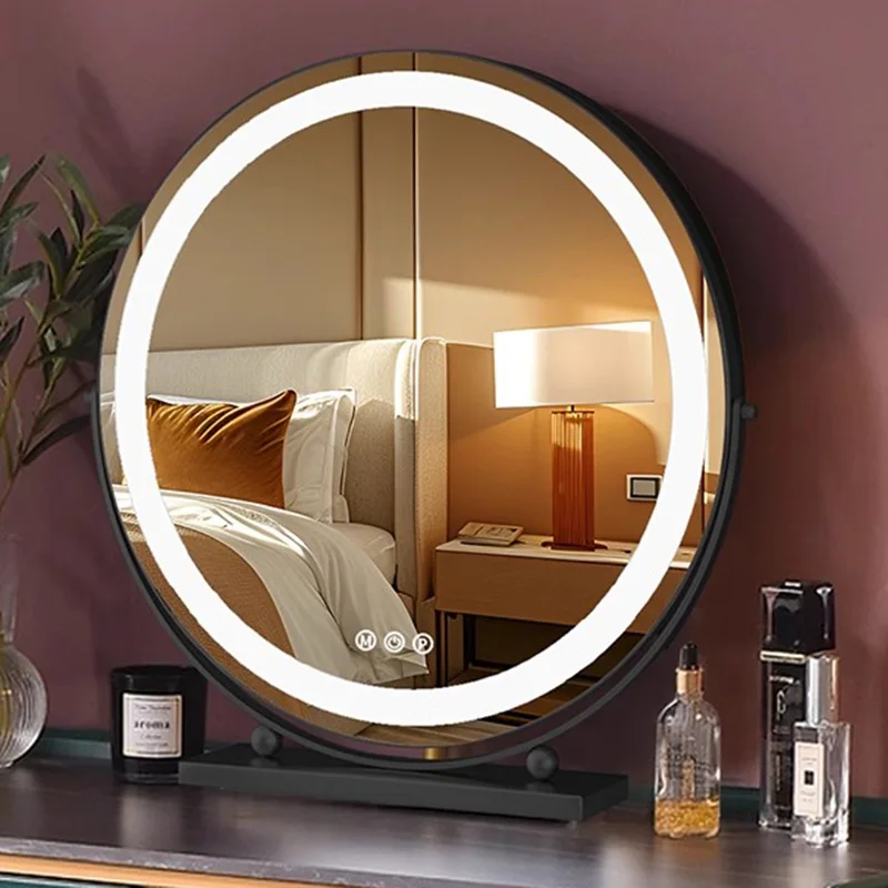 Luxury Small Makeup Mirror Gold Aesthetic Lights Cool Makeup Mirror Girls Table Espejos De Cuerpo Completo Home Decoration