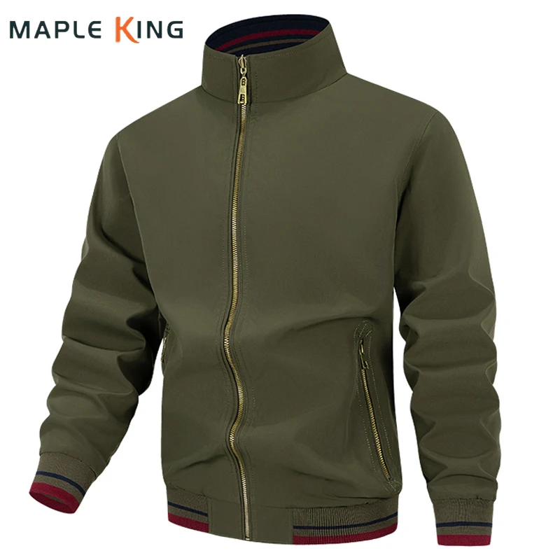 

Outdoor Reversible Jackets for Men Military Coats Streetwear Vintage Solid Color Stand Collar Veste Homme Mens Motorcycle Jacket