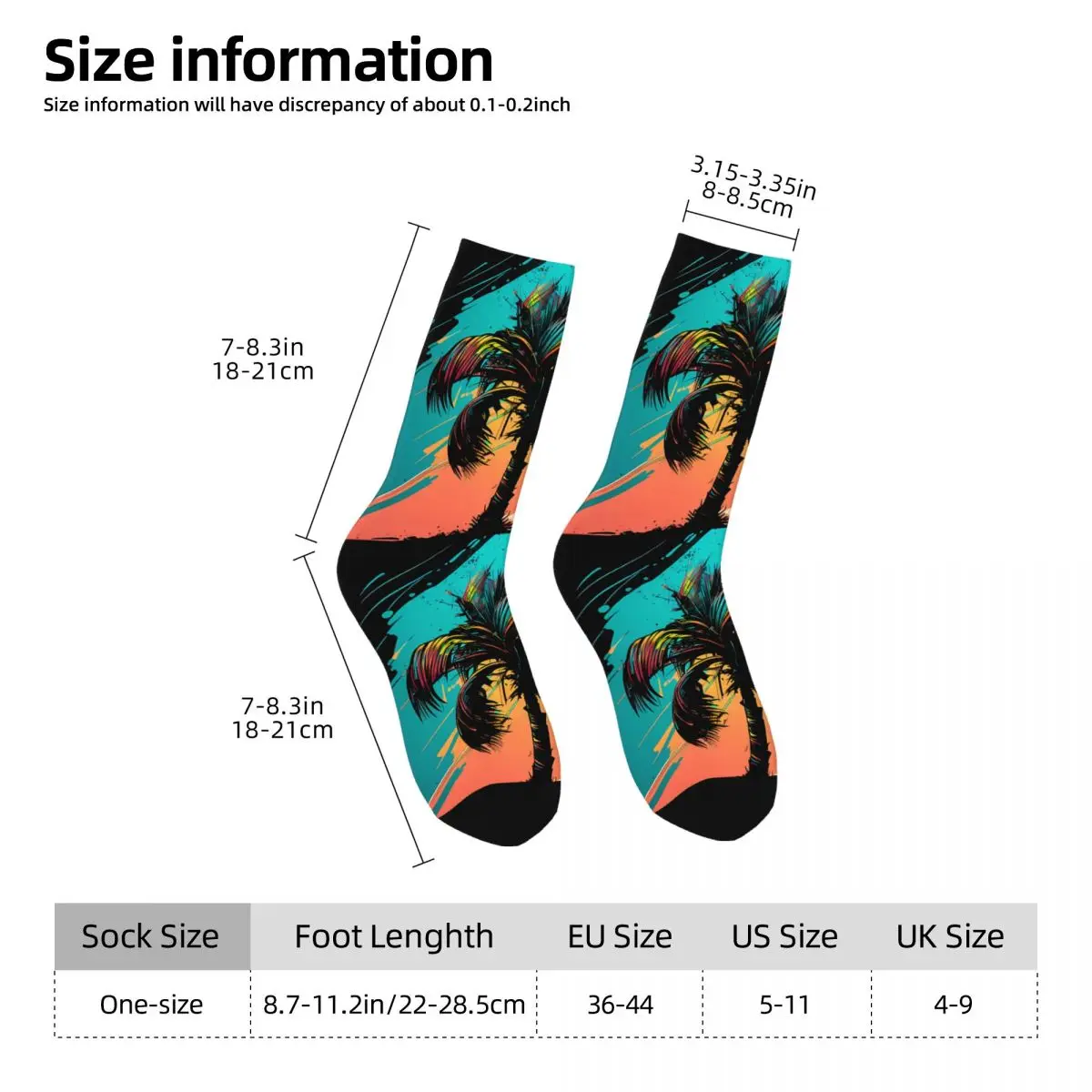 Y2K Summer Beach Coconut Trees Sock Printed Man Polyester