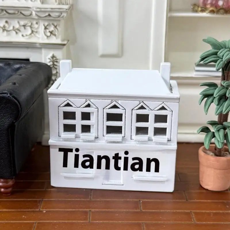 

1:12 Dollhouse Miniatures White Wooden Villa Small House Model Doll House Decor Micro Landscape Ornaments Pretend Play Toys DIY