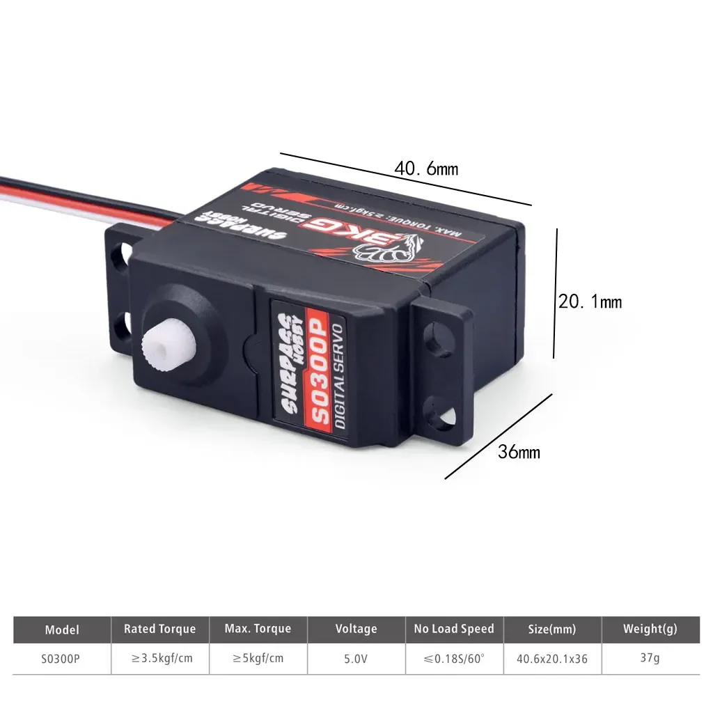SURPASS Hobby S0300P engranaje de plástico 3KG Servo para RC avión Robot 1/12 RC Monster Car barco conducto avión