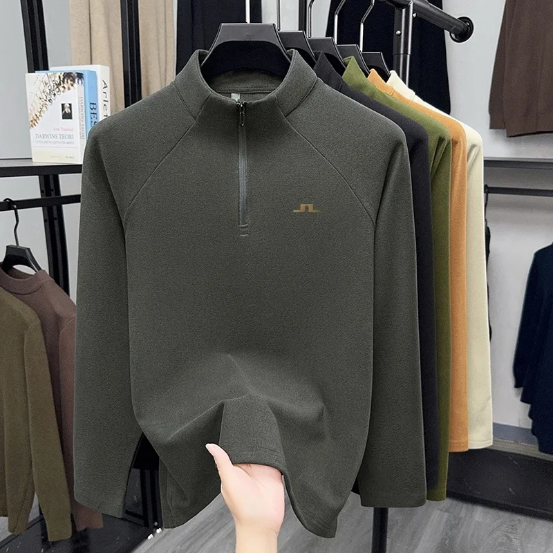 Hochwertiger Herren-Hoodie für den Herbst mit halbem Reißverschluss, aus deutschem Samtmaterial, bedrucktes Langarm-Oberteil, vielseitige Freizeitkleidung für Männer. – Detail 16
