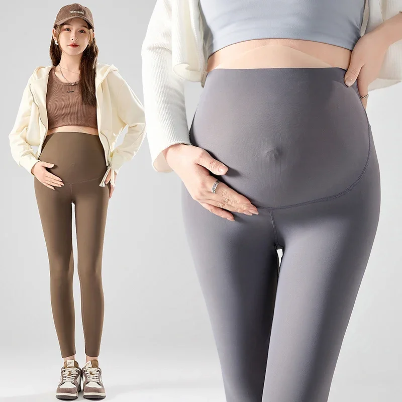 Pantalon de yoga respirant sans couture pour femmes enceintes, legging en nylon fin, collants de grossesse minces, coupe ventrale, printemps, été