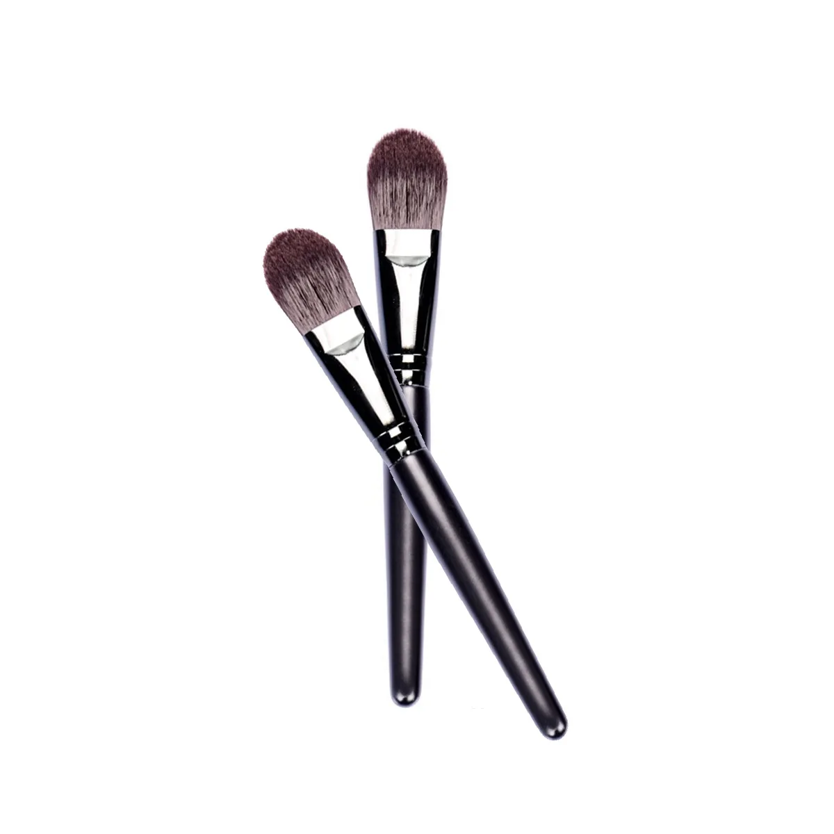 Brocha para base negra, brocha para polvos húmedos con mango de madera, brocha para base líquida, brocha para maquillaje, brocha para máscara, brocha para máscara de barro,