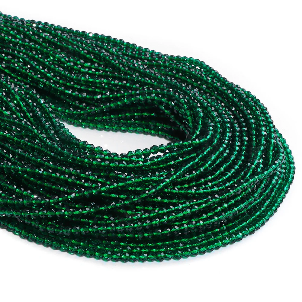 Micro Faceted Bead Natural Stone Beads Facted Green Emeralded 2 3 mm Spacer Loose Beads for Jewelry Making Necklace DIY Bracelet