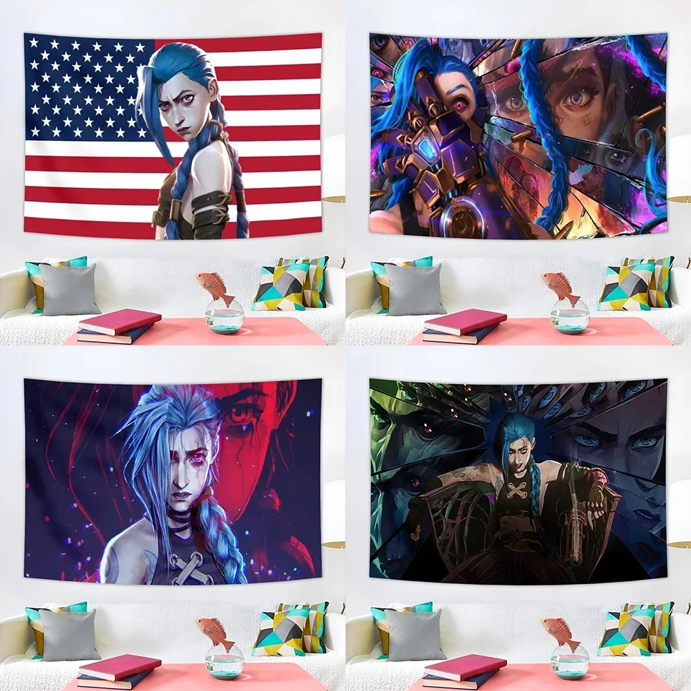 Cartoon Arcane Jinx Tapestry Hand Pulled Flag to Advertising Cloth School Camping Birthday Party DIY Garden flag Banners