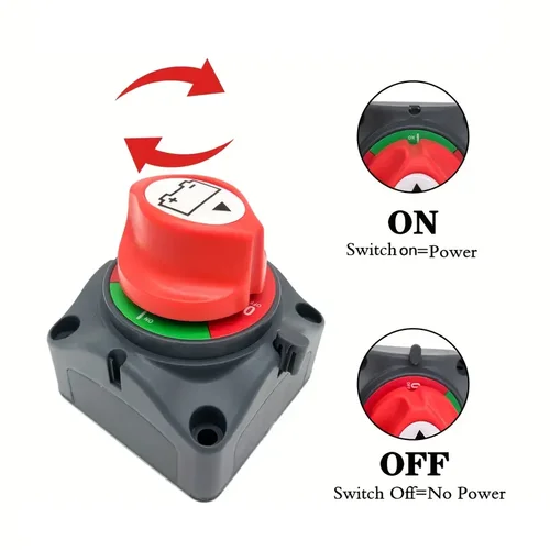 Imagen 2 del producto Interruptor de desconexión de batería de coche, 2 posiciones, 2 pines, M10, interruptor de conexión de batería para barcos, coches, camiones, RV, remolques