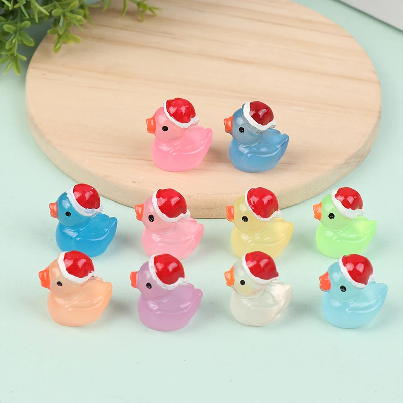 1Pc Mini Luminous Resin Ducks Glow In The Dark Miniature Ornament Tiny Ducks For DIY Garden Dollhouse Duck Accessories