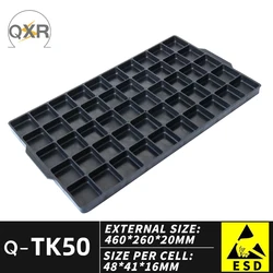 ESD Q-TK50 Tray 460*260*20mm Black Plastic 50 Grids Big ESD Watch Tray