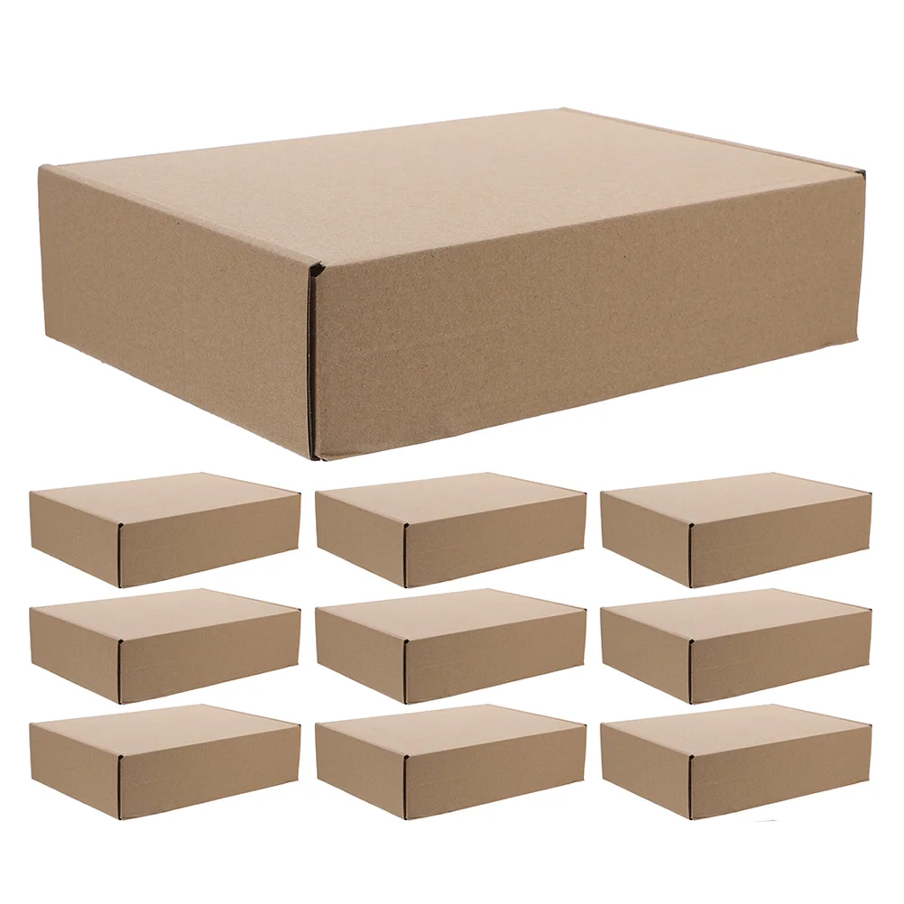 10 Pcs Flat Shipping Boxes Carton Packing Cardboard Brown Small Mailing Kraft Paper Boxesmailing Shoe