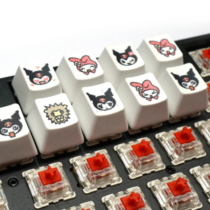 Capuchons de clavier à thème Ata ku Rabbit, style pixel, dessin animé mignon Kawaii, sublimation thermique, matériau PBT personnalisé, 1 pièce