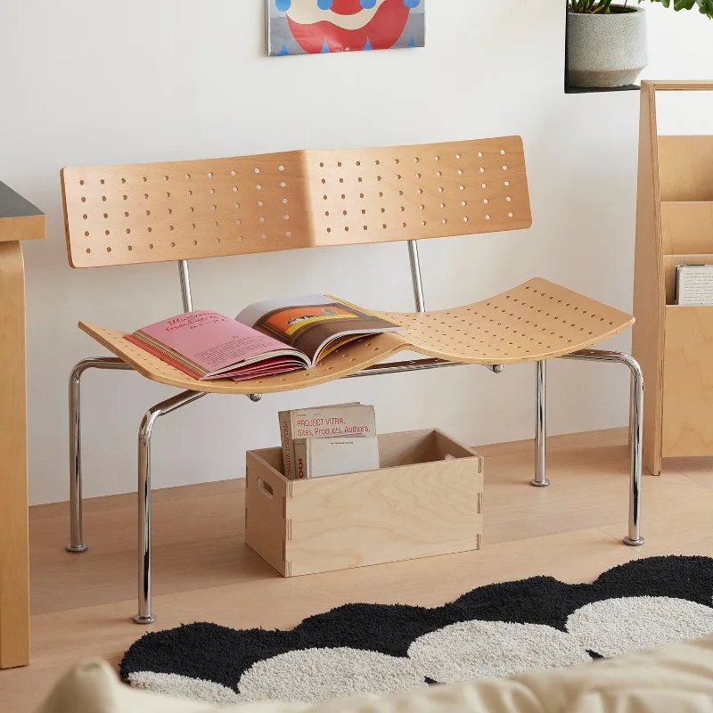 Medieval solid wood bench, home design long shoe changing stool, double bedroom bedside stool creativity
