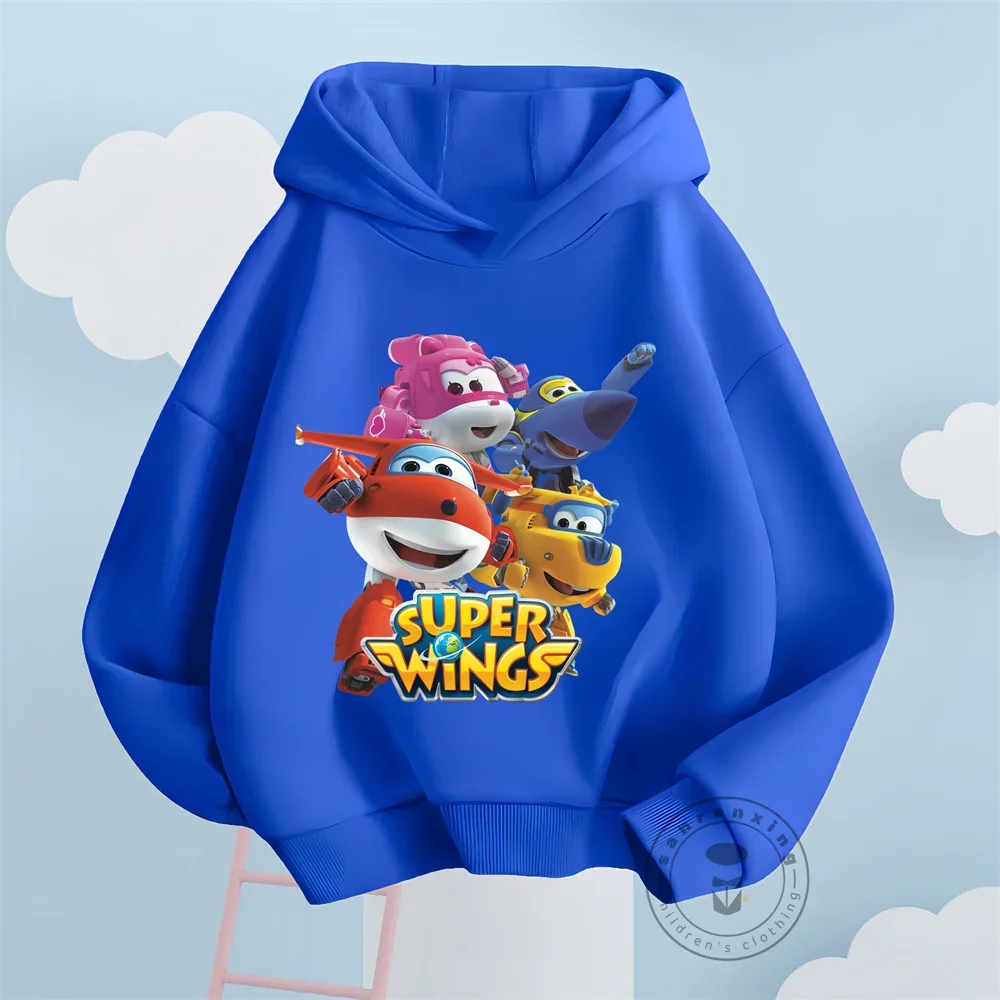 Children Super Wings Jett Airplane Hoodie Kids Casual Sweatshirts Toddler Boys Hooded Pullover Coats Baby Girls Blouse Clothes