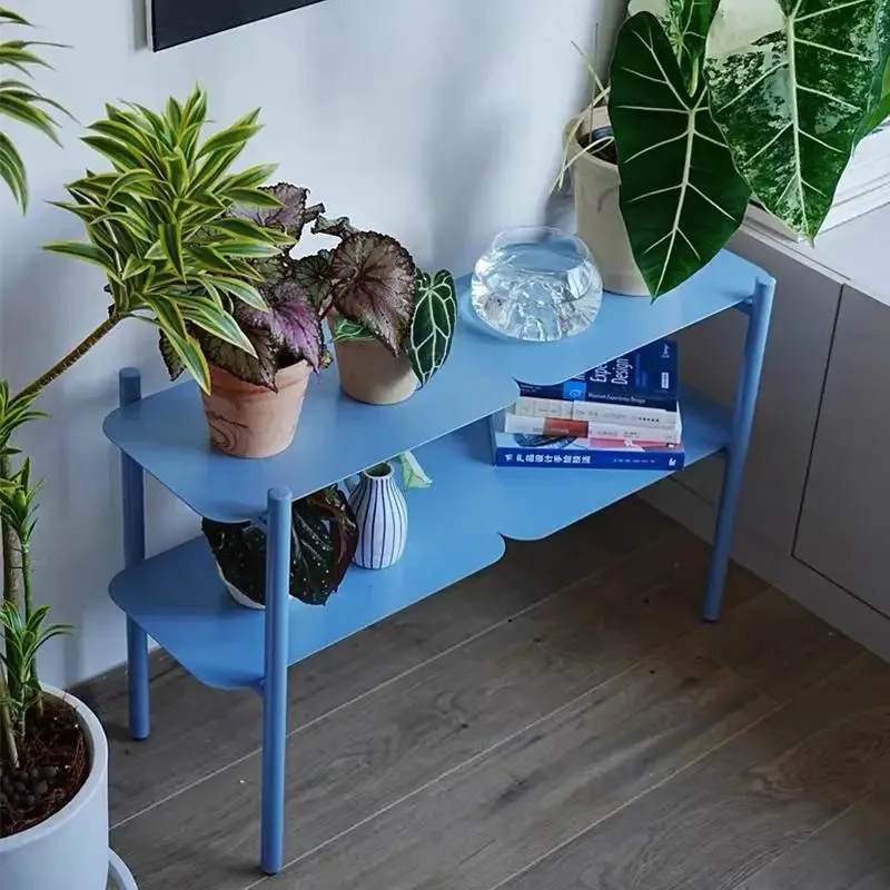 

Double shelf shelf living room Nordic bookshelf corner simple home corner bedroom wrought iron storage flower shelf