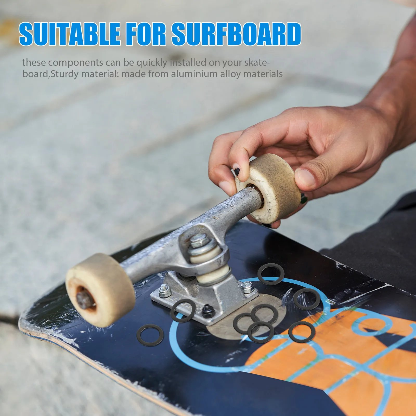 

100 шт. высокопрочных алюминиевых скоростных шайб для скейтбордов, лонгбордов, осей и подшипников, комплект фурнитуры