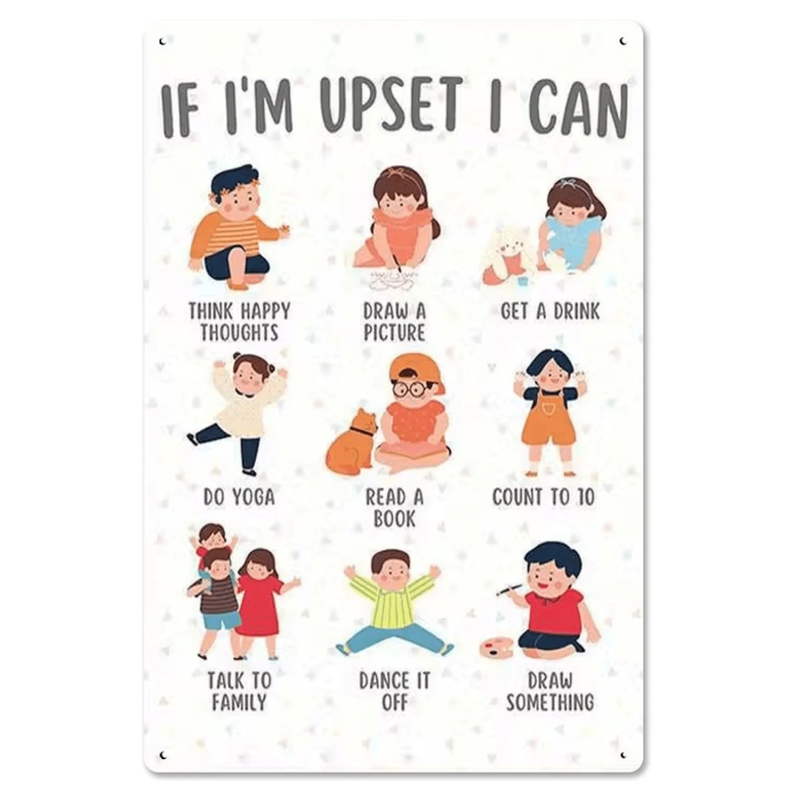 2D Flat,  Self-Care Strategies & Positive Affirmations Metal Wall Art Sign -Iron Hanging Plaque