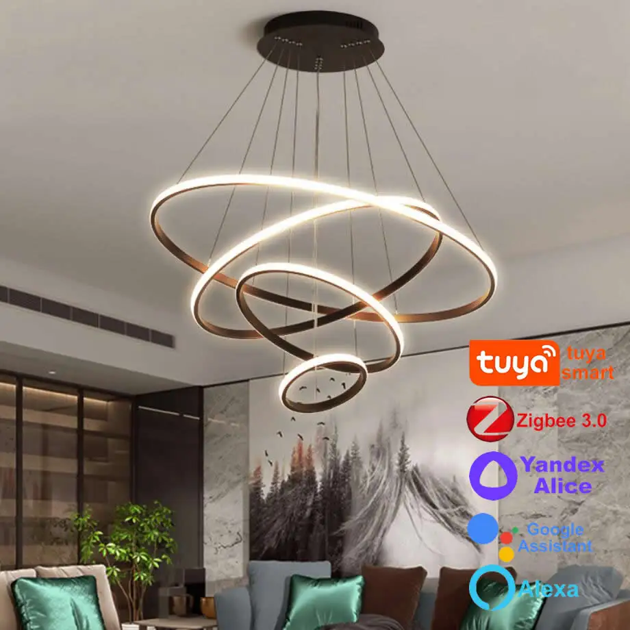 tuya zigbee lustre de teto led alexa alice assistente cozinha decoracao da sala lustre lampadas penduradas smart home 01