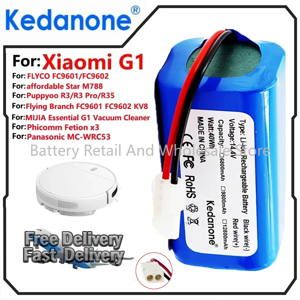 

14.8V 12800mAh 18650 Rechargeable Battery for Xiaomi Mi Robot Vacuum-mop Essential (MJSTG1) Robot Vacuum 14.4V xiaomi g1 battery