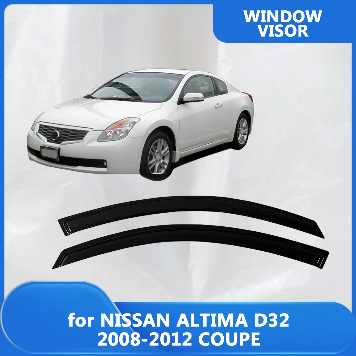 

FOR NISSAN ALTIMA D32 2008-2011 2012 COUPE Side Window Visor Rain Guard Side Vent Deflector Weathershield Outside-Mount Tape On